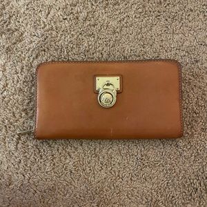 Michael Kors brown used leather wallet